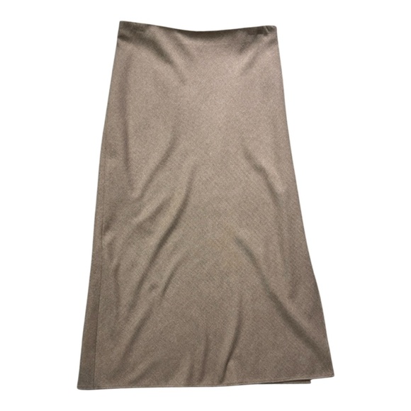 Vince Brushed Flannel Side Slit Slip Skirt in Tan size 10 - Picture 2 of 13